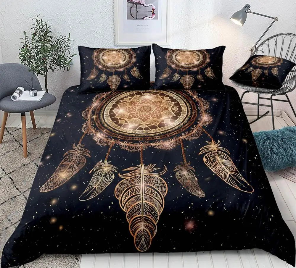 3D Galaxy DreamCatcher Комплект постельного белья Boho звездное небо пододеяльник набор