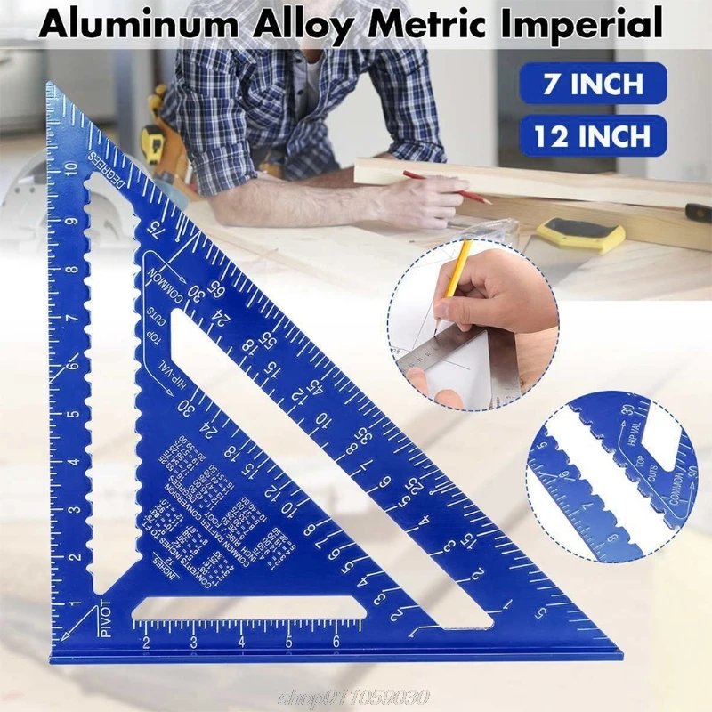 

7/12 Inch Metric Triangle Angle Ruler Aluminum Alloy Triangular Measuring Woodworking Square Protractor N25 20 Dropshipping