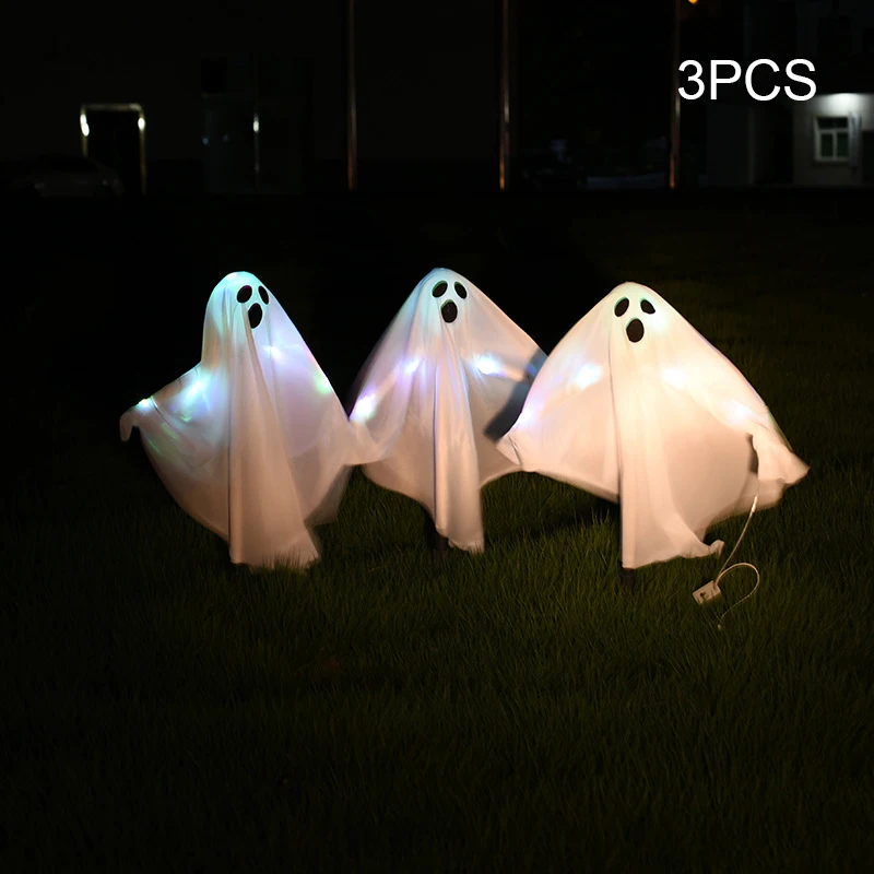 

Halloween Skull Ghost Ornament Horror Outdoor Glowing Ghost Stake for Home Bar Haunted House Decoration HY99
