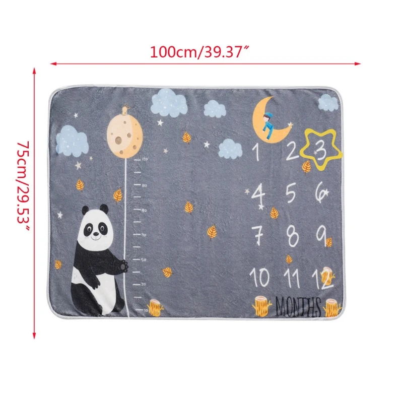 

1 Set Baby Monthly Record Growth Milestone Blanket Newborn Photography Props Accessories Cartoon Bear Printing Props