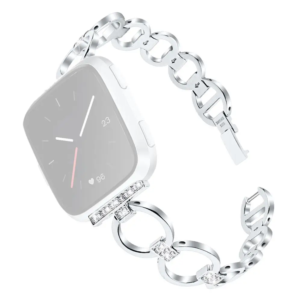 Silver Для Fitbit Versa Lite Браслет замена девушки часы ремешок наручный браслет Роскошные умные часы долговечные аксессуары#802 - Цвет: Silver