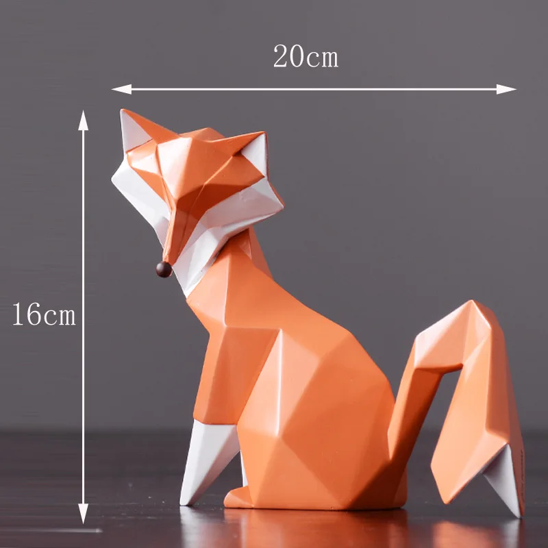 M 20X7X16cm Современные Геометрические стерео красные лисицы миниатюрные фигурки смолы животное орнамент настольные ремесла украшения дома и офиса свадебный подарок - Цвет: M 20X7X16cm