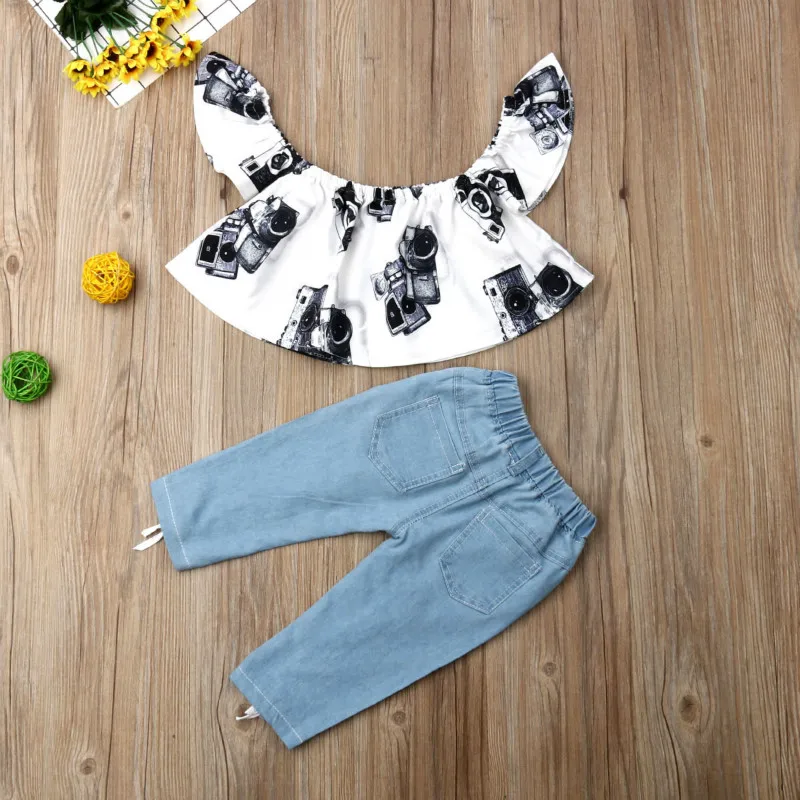 Модные детские нагрудники для маленьких девочек топы с открытыми плечами +