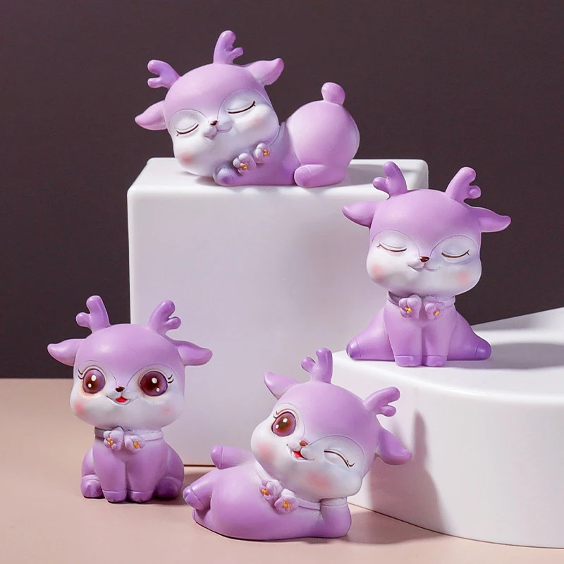 Статуя животного симпатичный орнамент оленя из смолы в различных положении