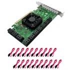Переходник для майнинга Чиа, PCIe SATA карта, 20 дюймов, 16X SATA 3,0, контроллер 6 Гбитс, поддержка 20 устройств SATA 3,0 с кабелями SATA