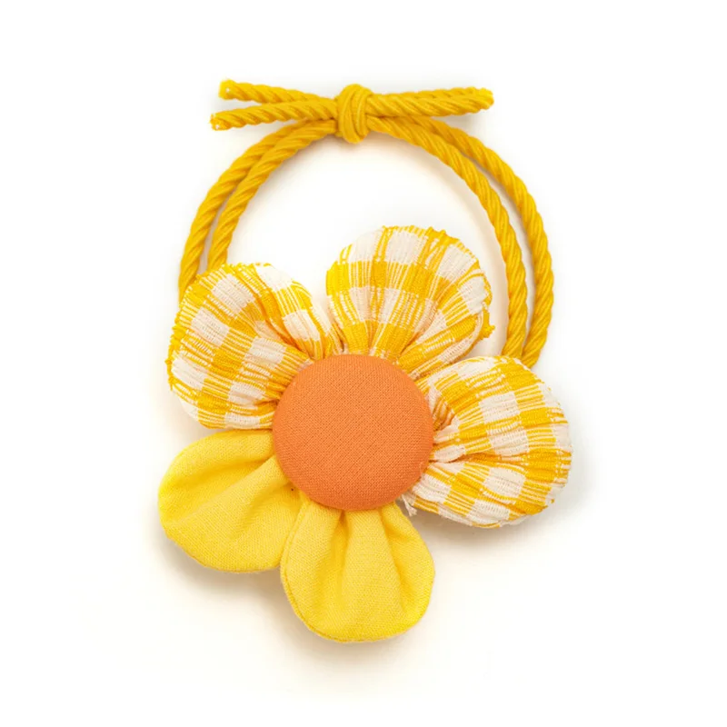 

Three states children fall/winter floral grid hair rope, Japan and South Korea girl lovely cartoon baby hair bow string