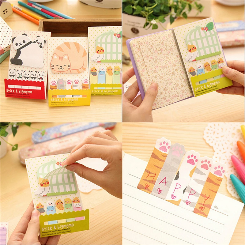 

Memo Pad School Supplies Planner Stickers Paper Bookmarks Korean Stationery Animal Cat Panda Cute Kawaii Sticky Notes Memo