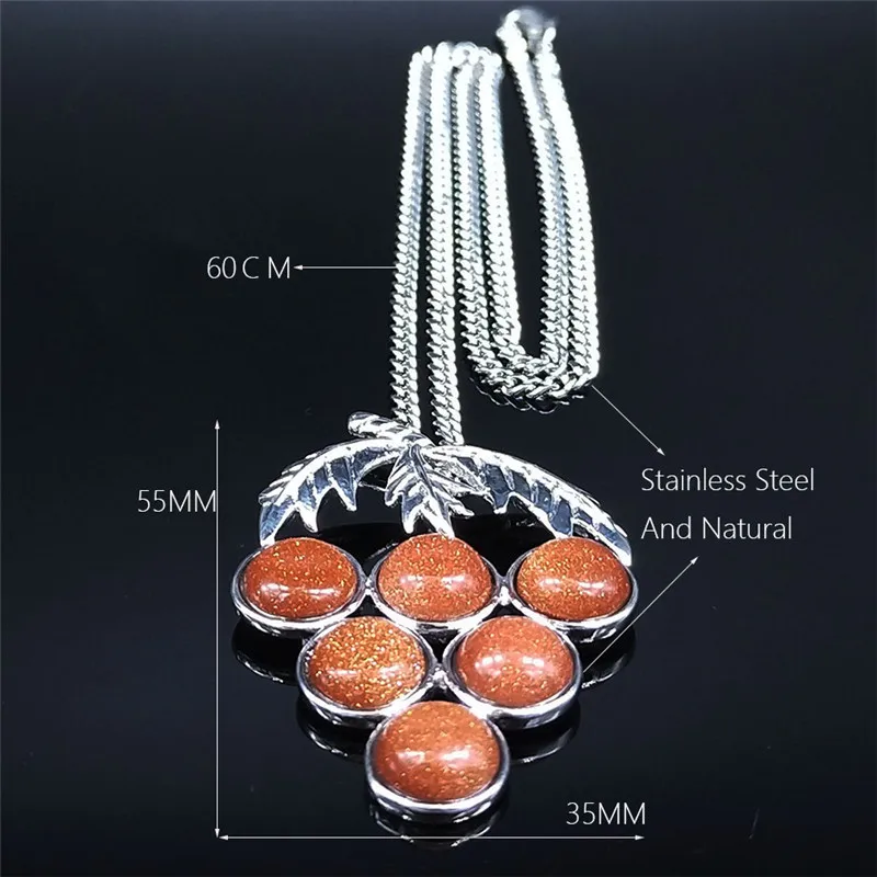 

Grape Sandstone Stainless Steel Chain Necklaces Gold Color Long Necklaces Pendants Women Jewelry bijoux femme NXS04