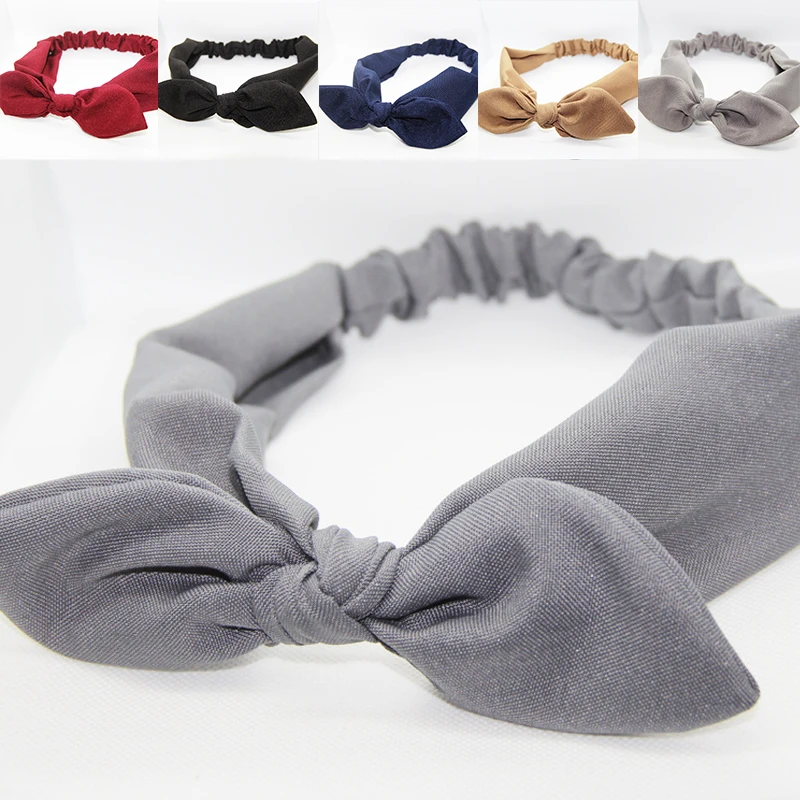 

Stretch Women Headband Elastic Hair Bands Plain Solid Rabbit Ear Hair Band Headbands Hair Accessories Bow Hairband Headdress New