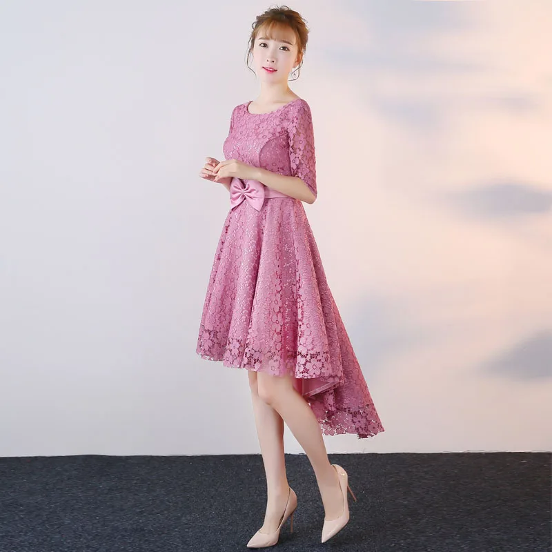 Розовые вечерние Бордовые Платья для подружки невесты с высоким/низким кружевом