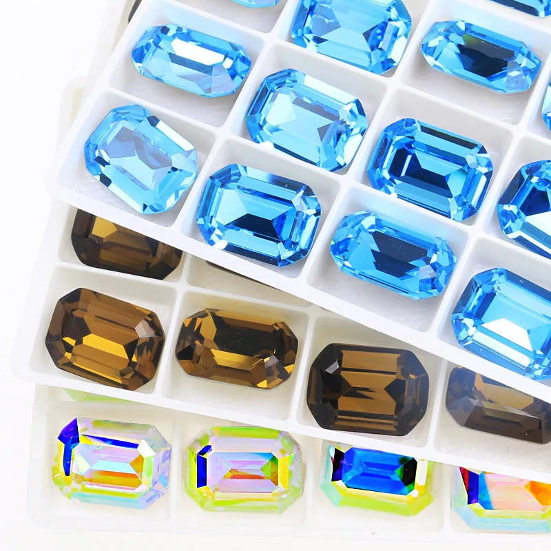 

Octagon K9 Glass Crystal Pointed Back Fancy Stones Rectangle Glitter Loose Beads Strass Rhinestone For Clothes Shoes DIY Trim