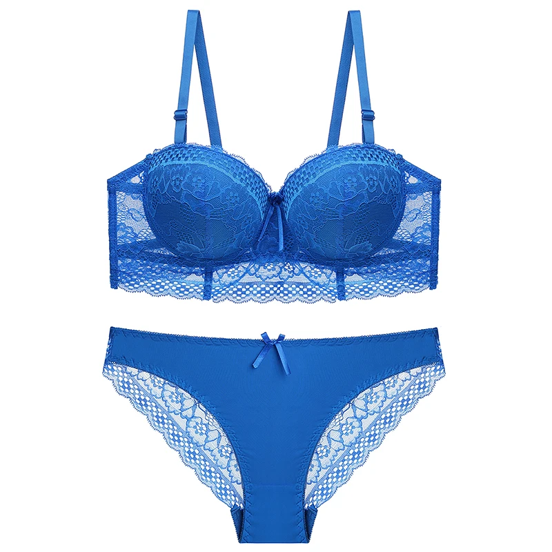 

2020 new gathered upper and lower thick bra set Europe and America red thong underwear set spring summer summer winter 4