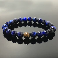 blue tiger eyes beaded natural stone healing energy bracelet for women adjustable elastic bracelet for men