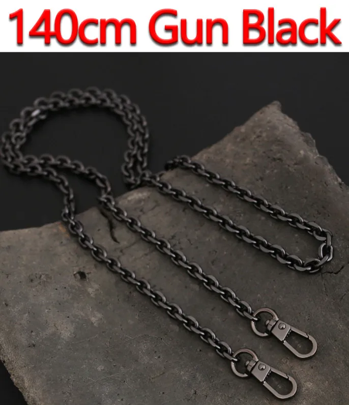 140cm Gun Black Светло 7 мм золото, пистолет черный, серебряный сменный кошелек цепь наплечный ремень через плечо для небольшой сумки, клатч Сумки DIY O цепи - Цвет: 140cm Gun Black