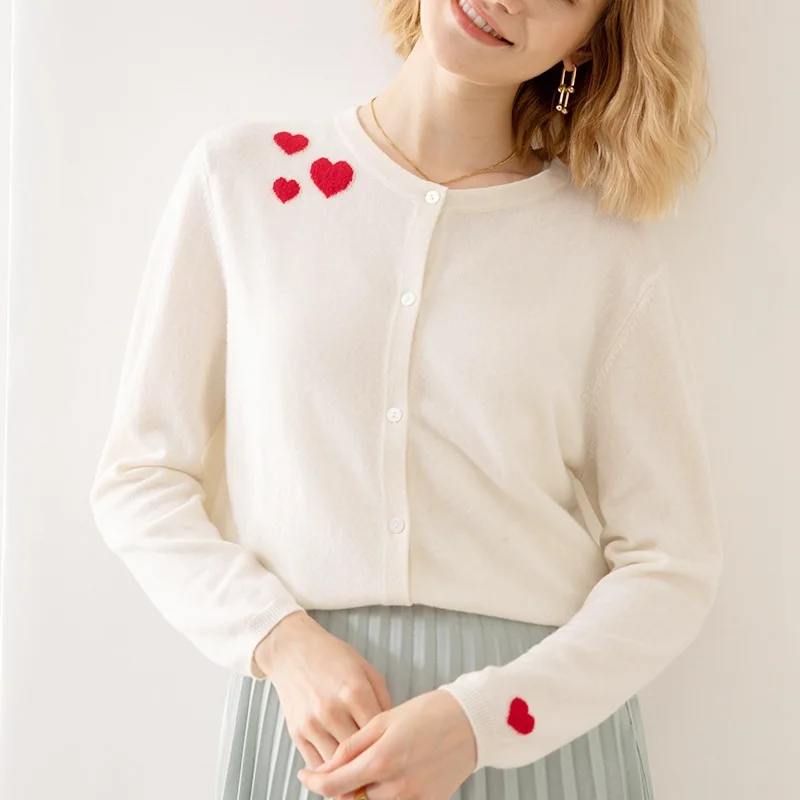 

100% Real Cashmere Sweater Cardigan Women Button Long Sleeve Cashmere Sweater Top Autumn Winter Outer Knitted Cashmere Coat