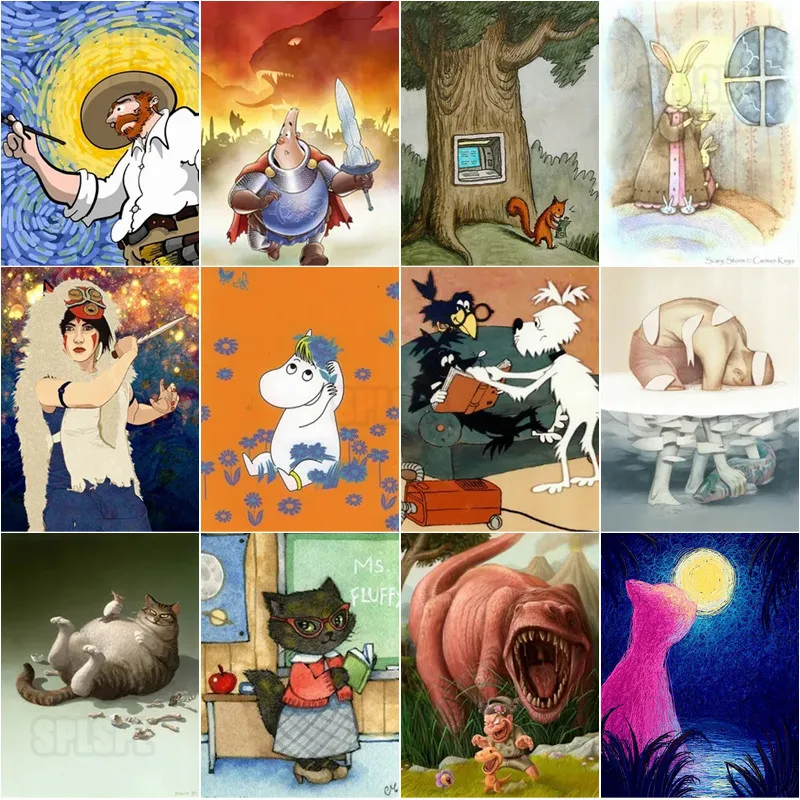 

Diamond Painting Cartoon Rabbit Squirrel Dog Cat Dinosaur Hippo Primitive Warrior Creative Personality Niche Fashion Home Decor