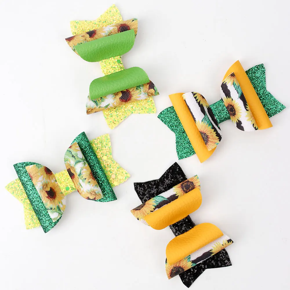 

30 pcs/lot, New 3 "Glitter Sunflower Hair Clips For Girls Kids Cute Shiny Hairpins Daily School Barrettes Headwear Accessoires