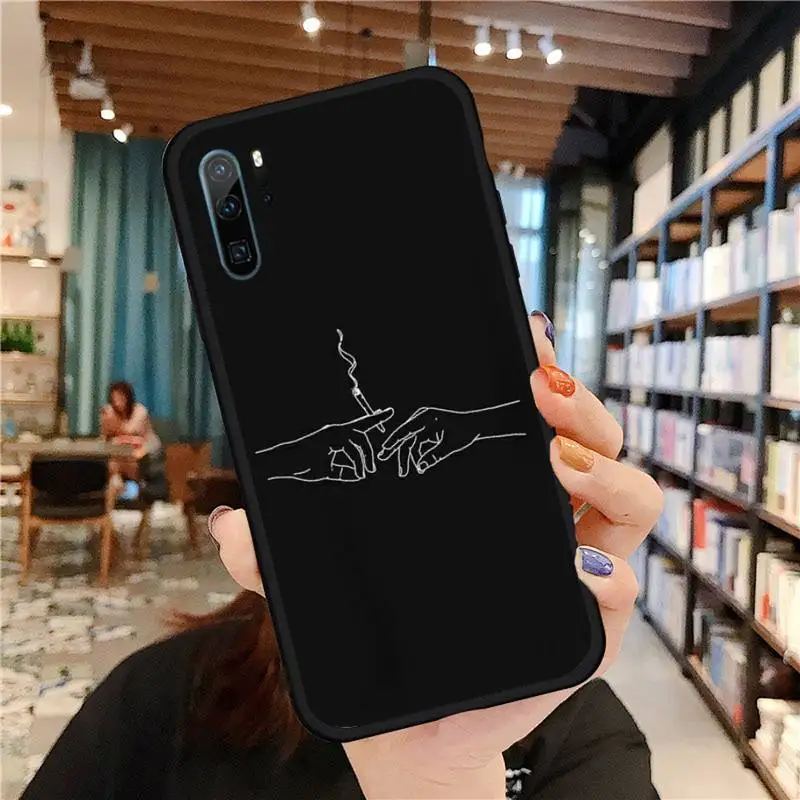 

Line art couple love kiss Phone Case For Huawei honor Mate P 9 10 20 30 40 Pro 10i 7 8 a x Lite nova 5t