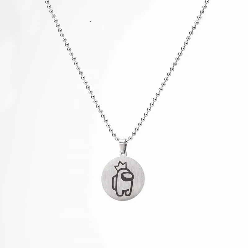 

New Games Among Us Stainless Steel Pendant Necklace Among Us Icon Beads Chain Gift for Fans Women or Men Jewelry Gifts