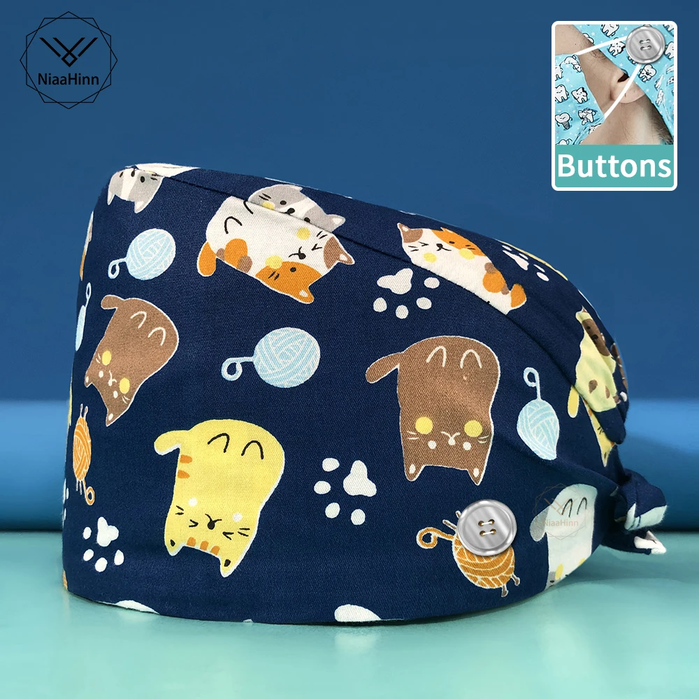

Animal cartoon pattern anti-dirty cleaning cap flower printing scrub hair salon Baotou housekeeping dentist scrub nursing hat