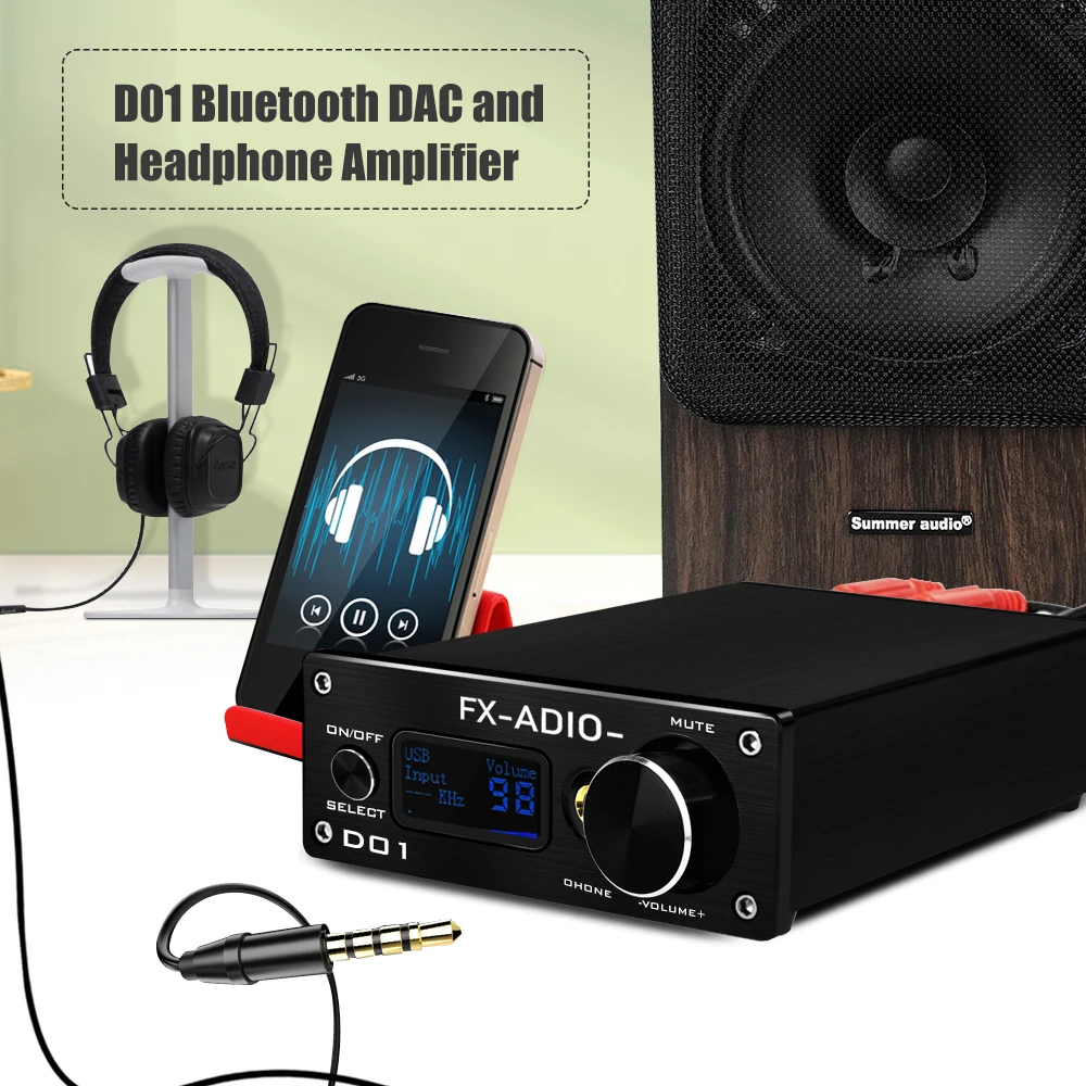 FX аудио D01 DSD512 декодер Bluetooth 5 0 ЦАП наушники усилитель ES9038Q2M 32Bit 768 кГц XMOS Цифровой