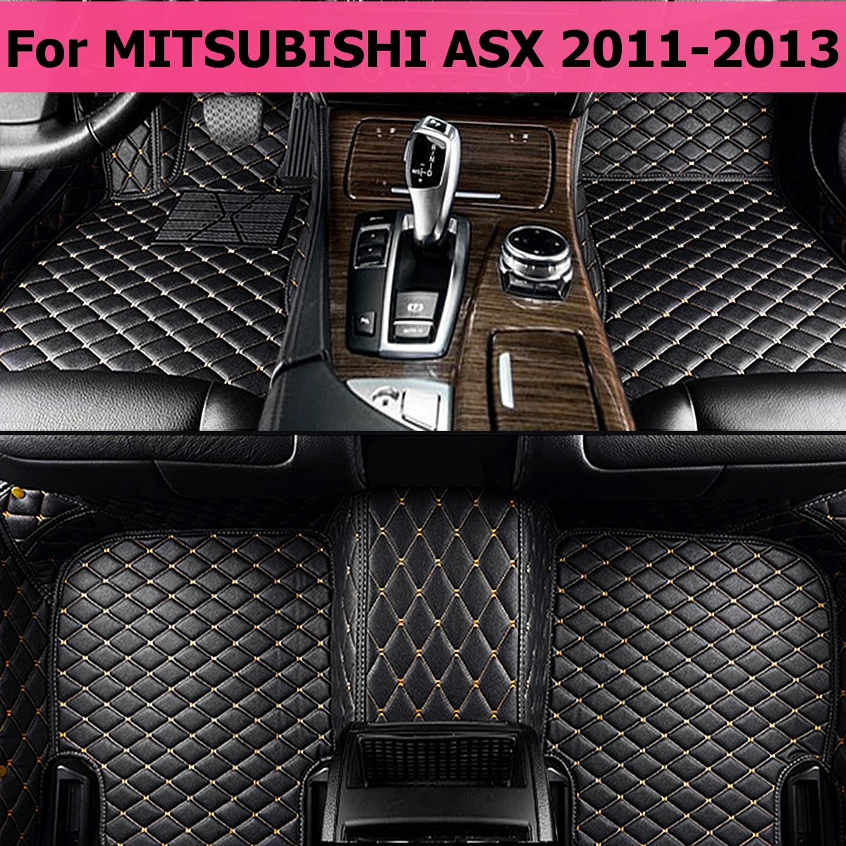 Asx Black White Автомобильный Водонепроницаемый коврики для Mitsubishi Outlander Asx 2011 2012 2013 автомобильные аксессуары, напольный коврик для ног коврик F& R Кожа - Название цвета: Asx Black White
