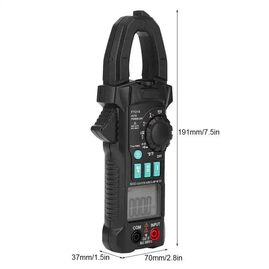 Измеритель-зажим FY219 с двойным дисплеем цифровой портативный токоизмеритель