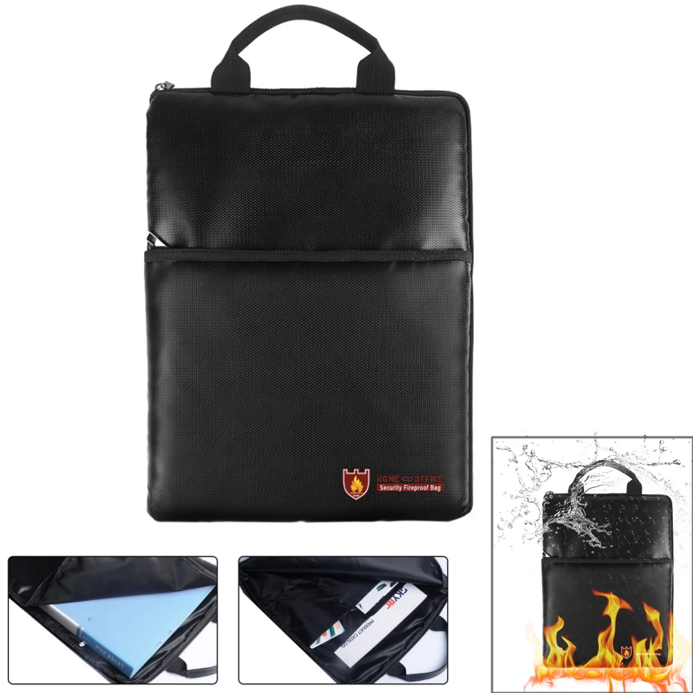 

Fireproof Document File Bag Large Capacity Handbag Organizer Holder Safe Storage Waterproof