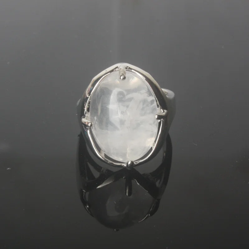 clear quartz Стильный посеребренный Овальный микс-Кристалл Камень изменяемый кварц прозрачное Кристальное кольцо модное Ювелирное кольцо 1 шт - Цвет основного камня: clear quartz
