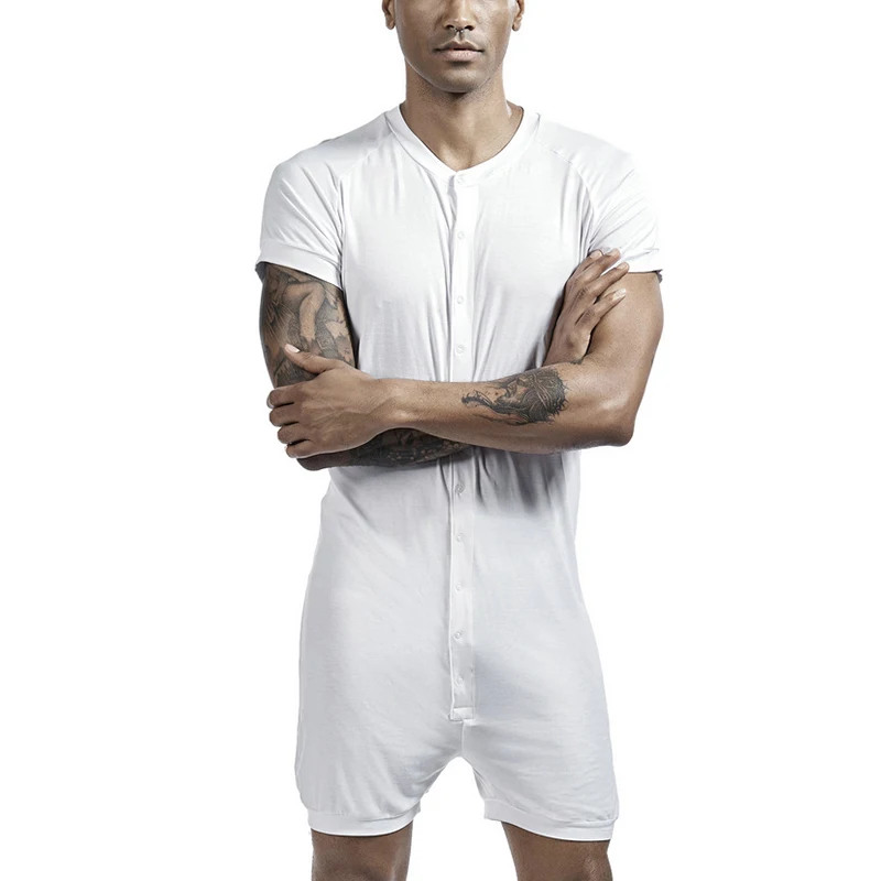 Мужская модная пижама в новом стиле пикантное боди с коротким рукавом и открытой