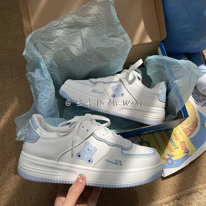 

Women's Sneakers Kawaii Sports Shoes Platform Cute Harajuku Fashion Casual Bear Vulcanized Flats Running White Dropshipping