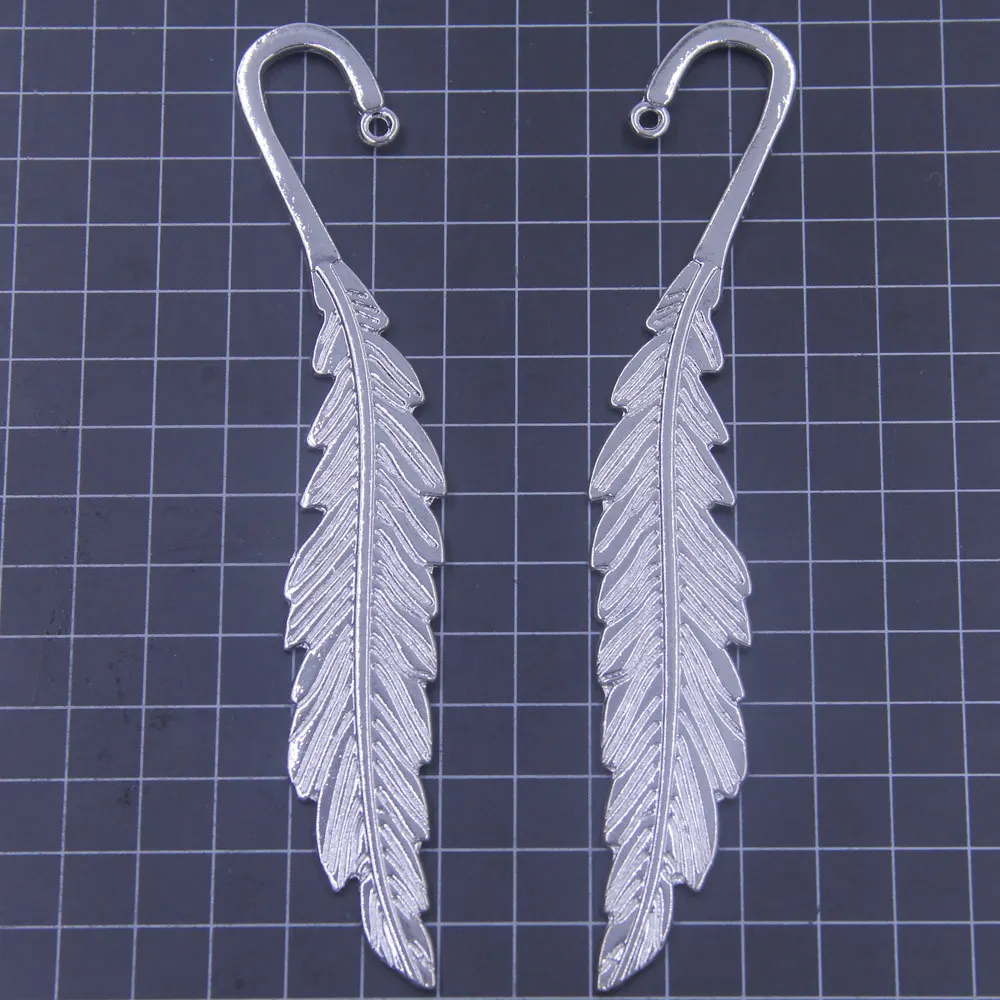 Bookmarks Feather Leaf Shape Silver Tone For Book Reading Crafts DIY Findings 143mm