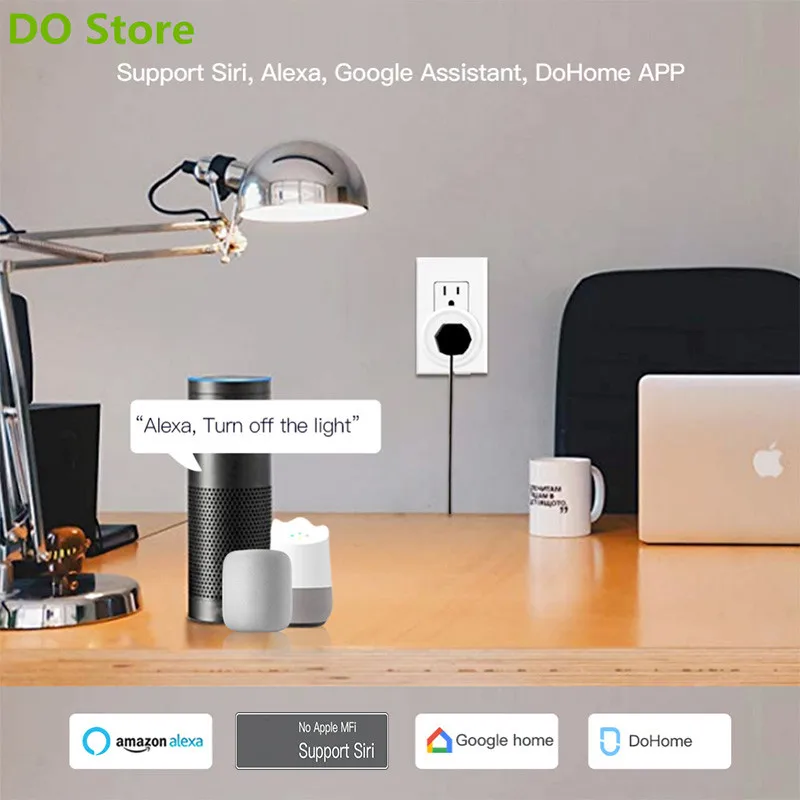 Умная Беспроводная розетка с голосовым и таймером Поддержка Siri (без Apple MFI)/Smart