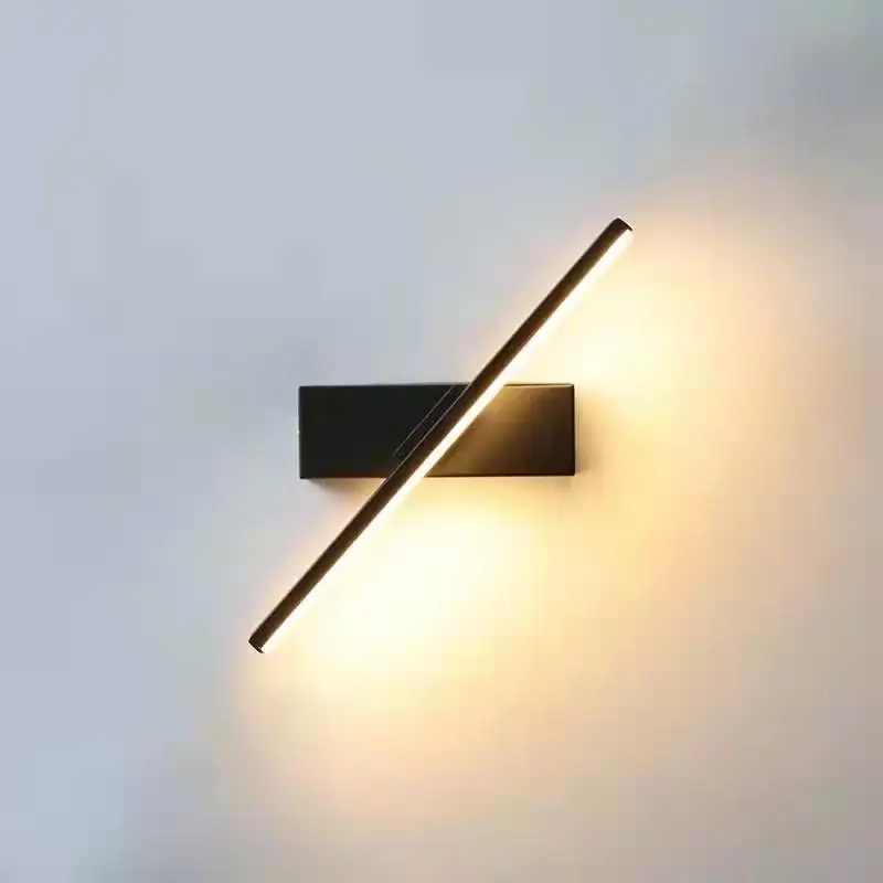 

Modern Simple Aluminum 330Â° Rotating Led Wall Lamp Black And White Bedroom Living Room Background Wall Decorative Lighting