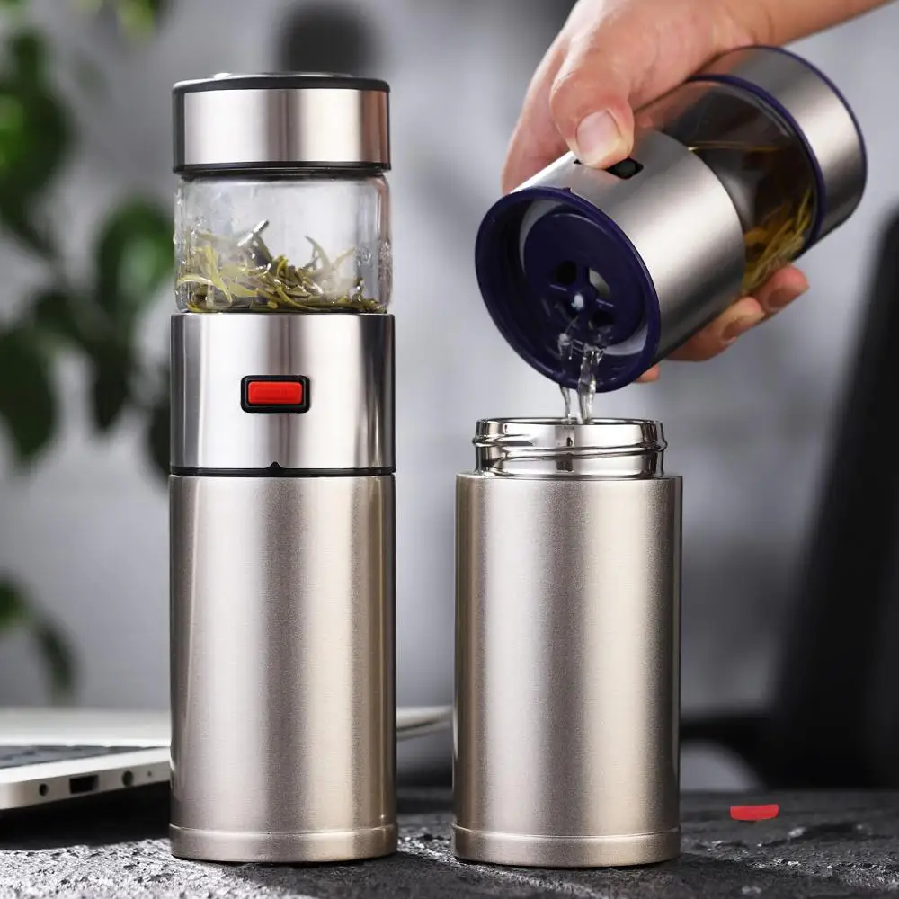 ONEISALL 570ml Stainless Steel Thermos Bottle Thermocup Tea Vaccum Flasks Christmas Gift Thermal Mug With Tea Insufer For Office