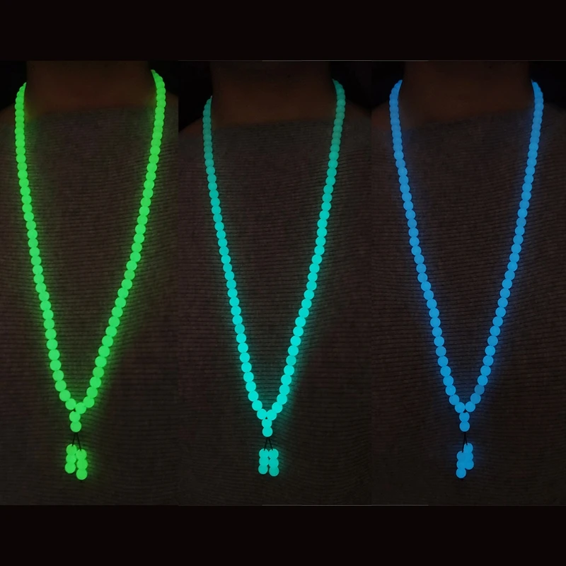 Четки мужские/женские/мужские светящиеся в темноте с каменной кисточкой 108 бусин