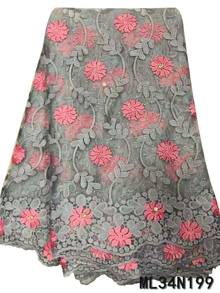 Красивая нигерийская кружевная ткань африканская новинка тюль вышивка с камнями