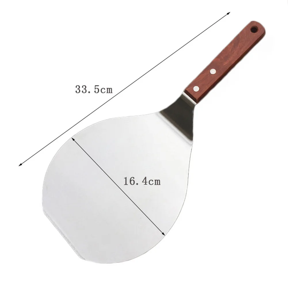 

13inch Round Wooden Handle Stainless Steel Cake Pizza Shovel Kitchen Baking Tools Cheese Cutter Peels Lifter Tool