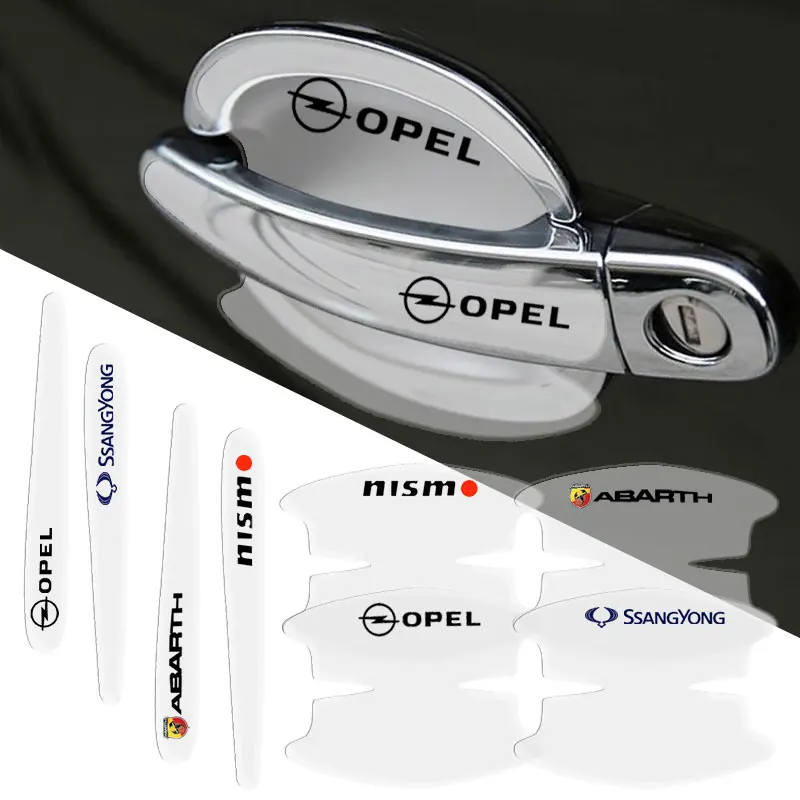 

8pcs Car Door Handle Transparent Sticker Badge Decoration Protective Film Decal For Dodge Challenger RAM 1500 Charger Avenger
