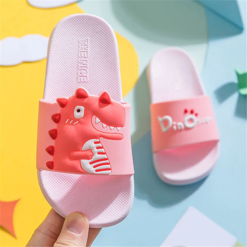 

Suihyung Cartoon Monsters Dinosaur Slippers Kids Summer Boy Girl Beach Shoes Indoor Bathroom Non-slip Slippers Children Sandals