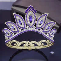 royal queen crystal headbands for women wedding crown bride tiaras hair jewelry pageant prom head ornaments round diadem bridal