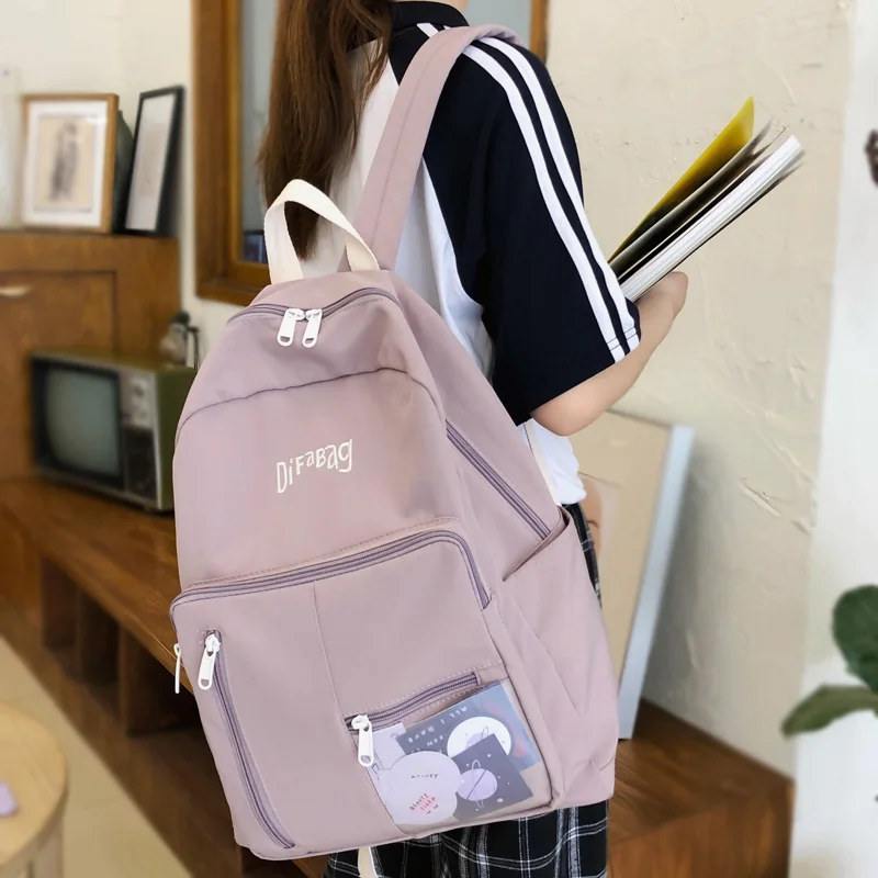 

New Waterproof Nylon Women Backpack Female More Zipper Bag Schoolbag For Teenage Girls Large Capacity Travel Mochilas