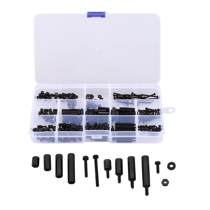 250 шт. M2 нейлоновые шестигранные прокладки с винтовой гайкой пластиковые