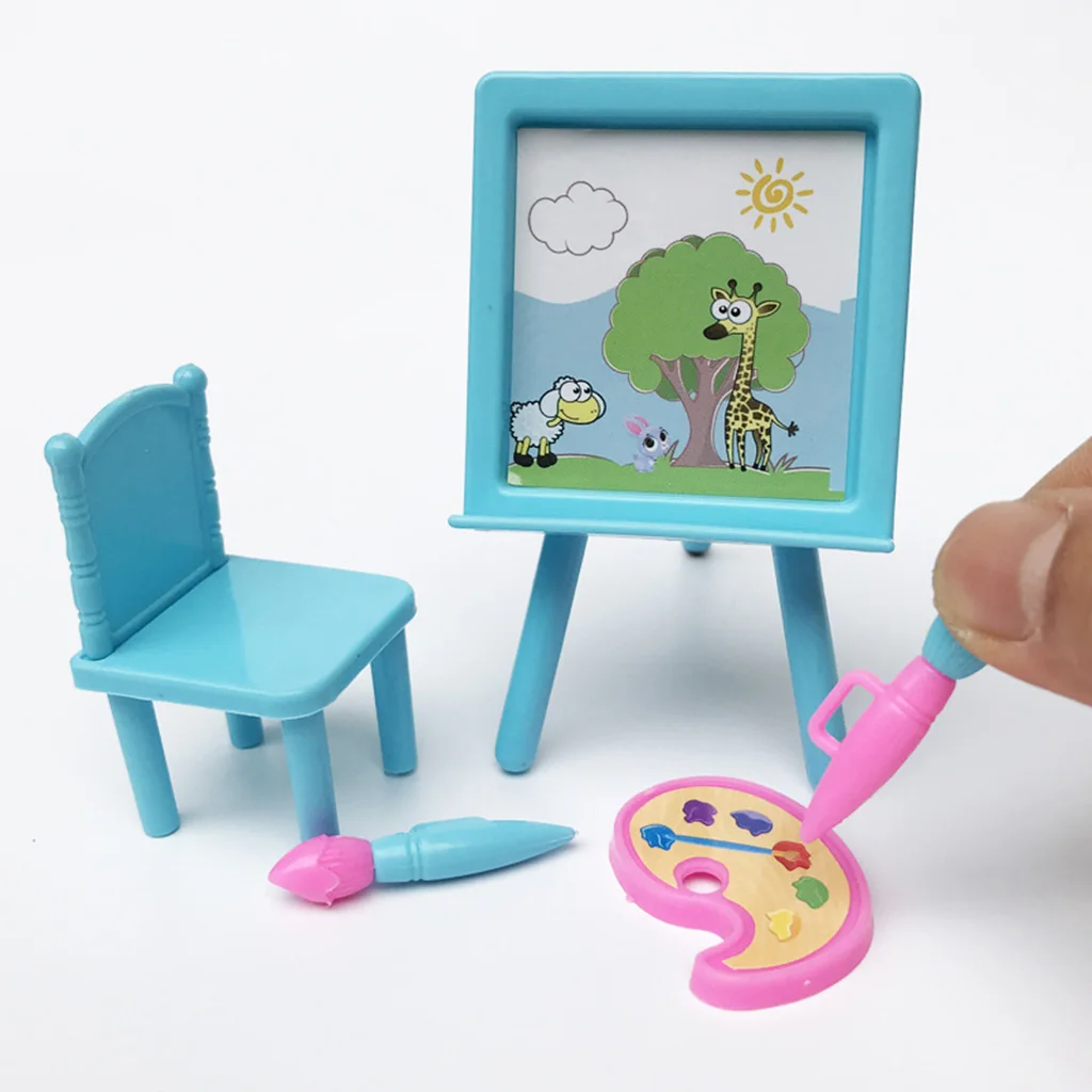 

Modern Dollhouse Mini Drawing Board Set Furniture 1:12 Play Set Doll Decor