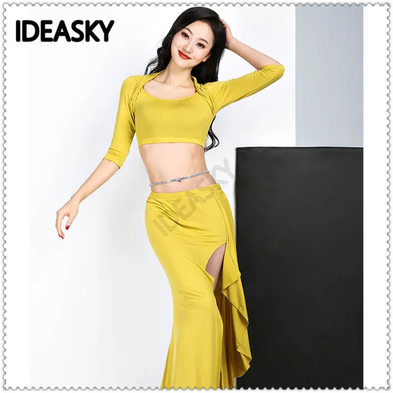 Длинная юбка с разрезом набор костюма для танца живота выступлений в восточном