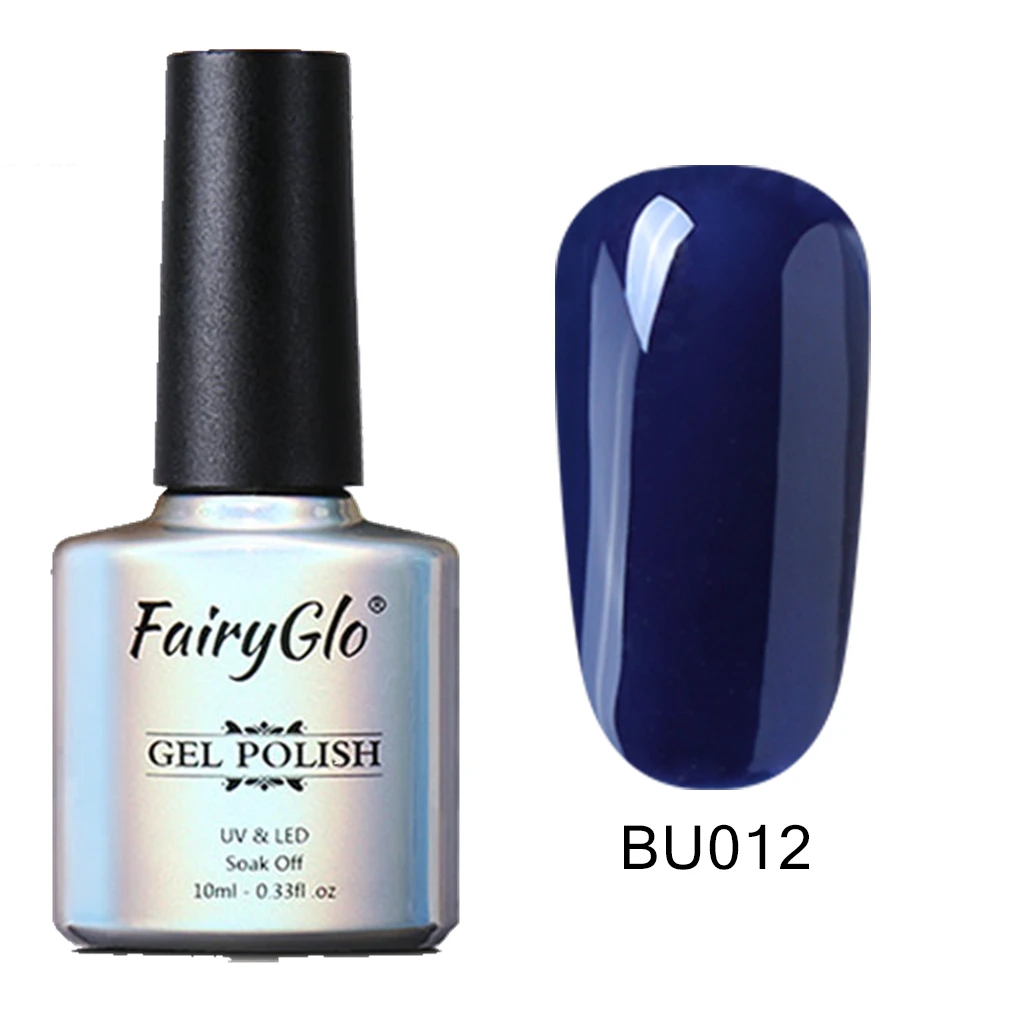 BU012 FairyGlo, 10 мл, Синий Цветной Гель-лак для ногтей, Полупостоянный Светодиодный УФ-Гель-лак, лак для дизайна ногтей, впитывающий Гель-лак, Матовый верхний слой - Цвет: BU012