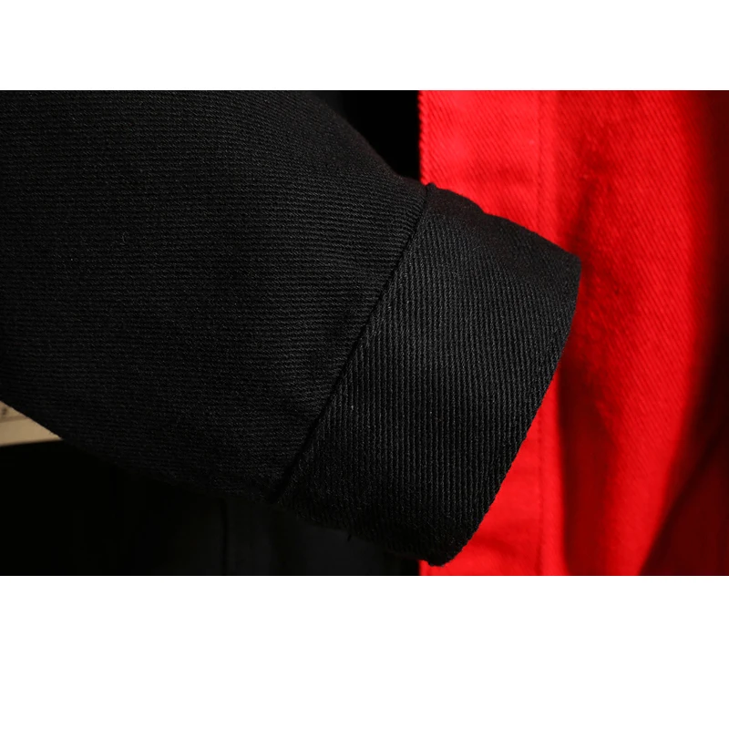 

Streetwear Style Slim Fit Denim Jacket Men 2021 Harajuku Fashion Male Hip Hop Patchwork Black Red Casual Jean Coat Autumn