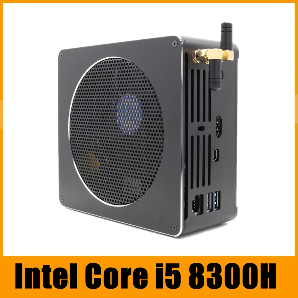 Micro PC i5 8300H 4 Cores 8 Threads 8MB Cache Mini Computer 2*DDR4 2666MHz 2*M.2 NVMe+1*2.5''SATA Win10 Pro AC WiFi HDMI Mini DP