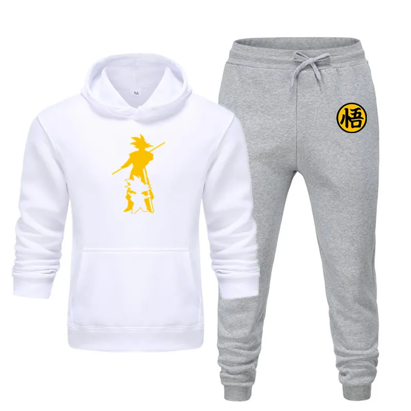 new men's hoodie suit autumn and winter warm clothing fashion printing street hoodie suit running jogging sports suit