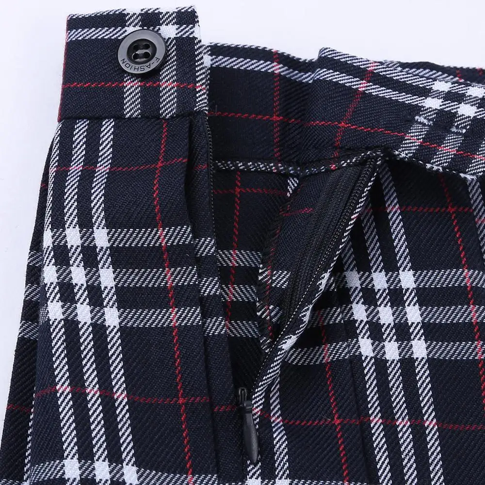 Женский японский костюм школьницы трапециевидной формы на молнии клетчатая